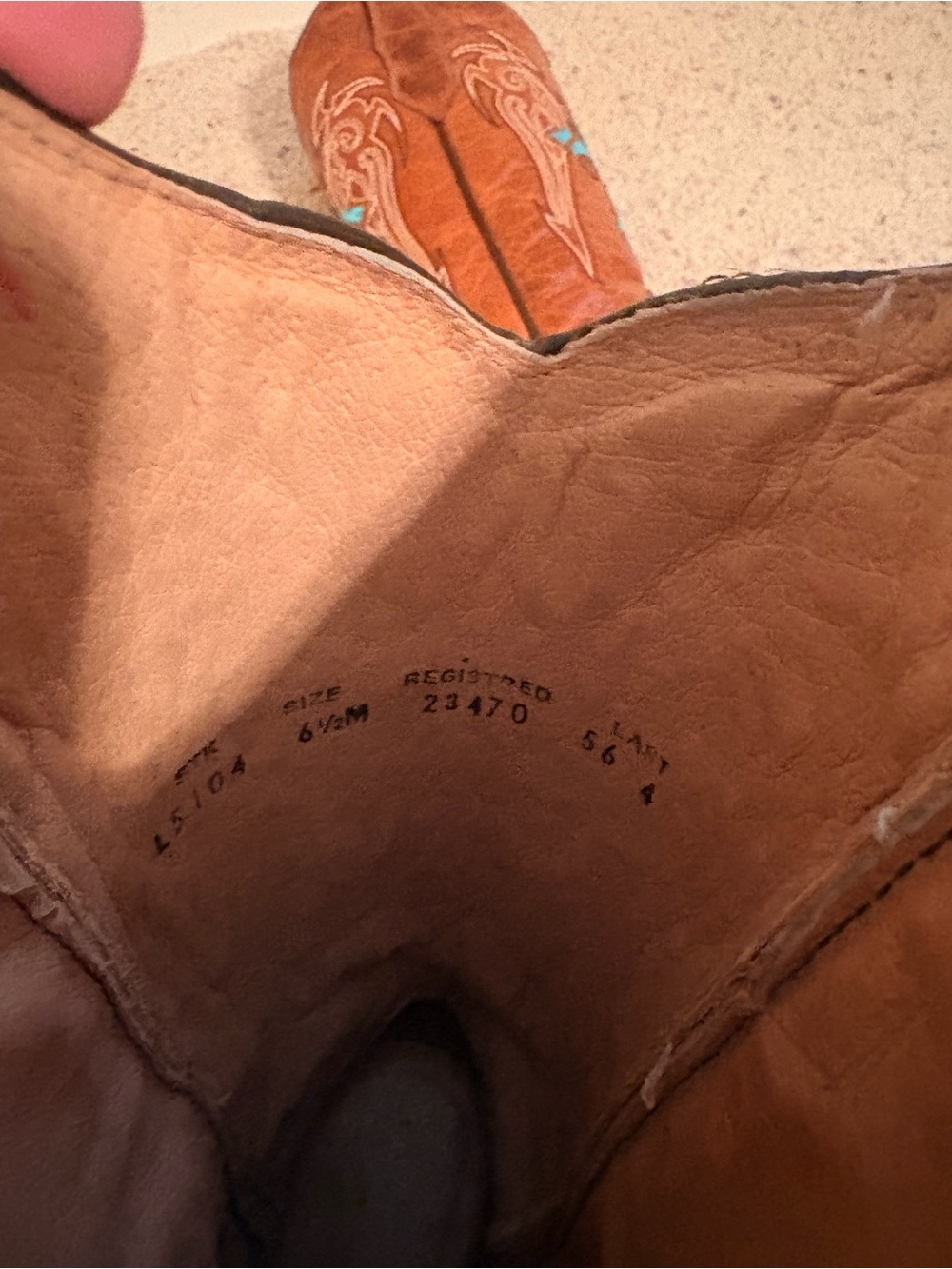 Circle G size 6 1/2  Turquoise Cross Embroidered Brown Leather Cowboy Boots. S - Picture 5 of 7